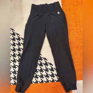 Adidas Capri Jogger Sweatpants Women Small S Zip Pockets Logo Black